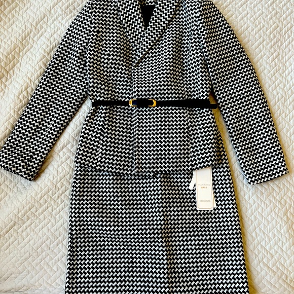 multiflora Other - NWT Stylish Belted Houndstooth 2-Pc Suit w/Blazer & Skirt. 100% Cotton. Sz 6-8.